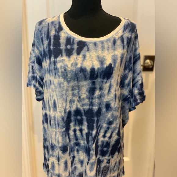Lauren Ralph Lauren Blue Tie-Dye Linen Top - Picture 2 of 9